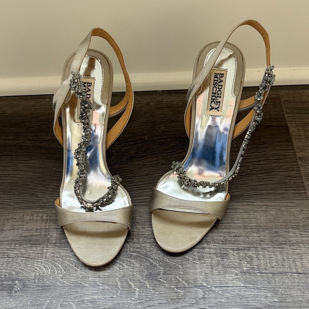 Badgley Mischka Silver Embellished Heels
